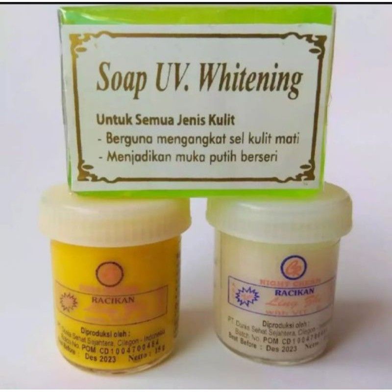 Paket cream Ling zhi sepasang+sabun / Cream siang dan malam +sabun UV whitening / A-DHA original