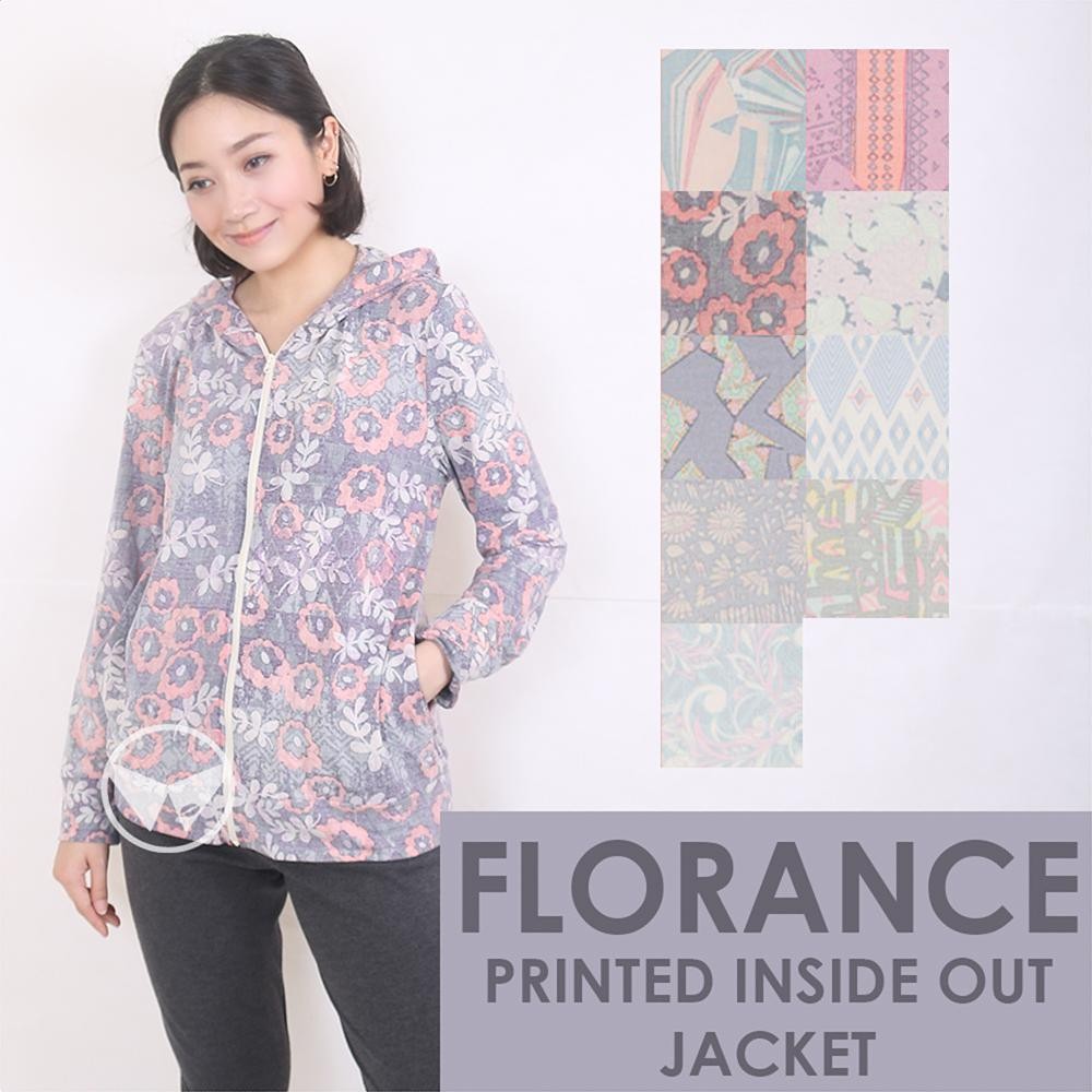 The-Fahrenheit Florance Printed Inside Out Hoodie Jacket for Women