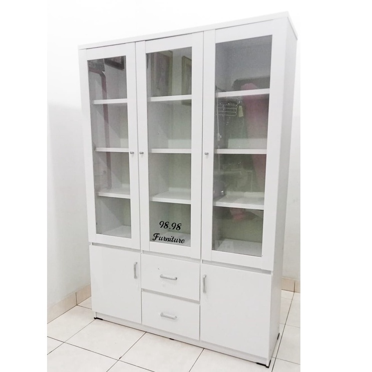 TOPPAN Lemari Hias Kantor 3 Pintu - Lemari Kantor - Lemari Arsip Rakana - Rak Buku Serbaguna - Medan