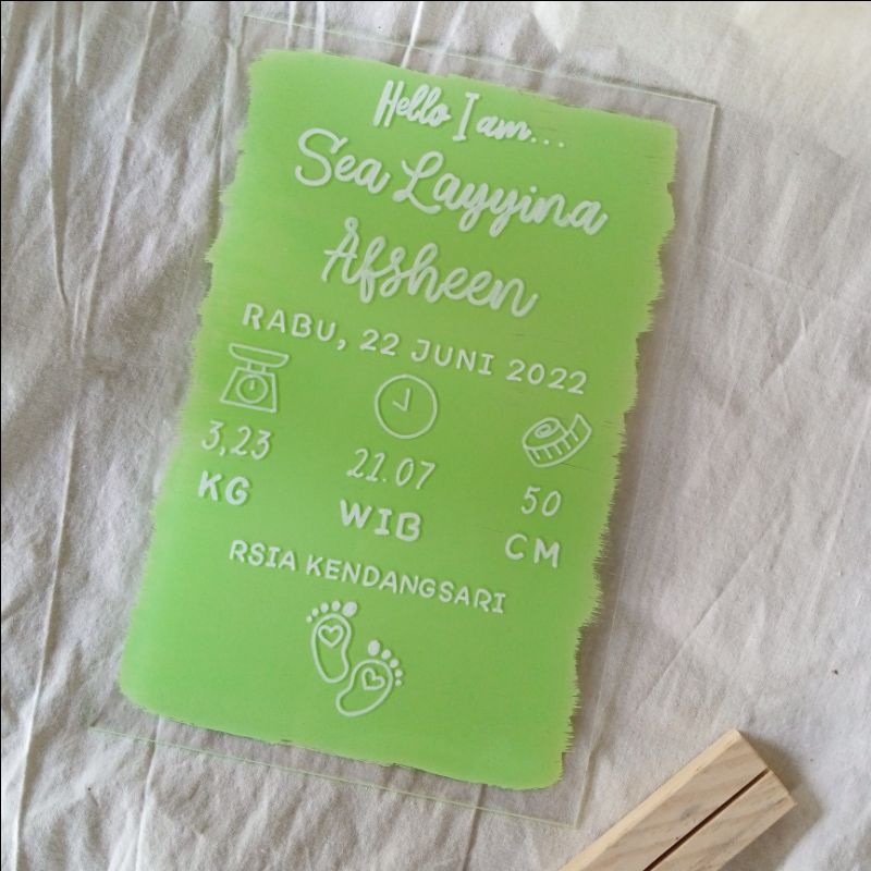 Hospital Board Akrilik - Papan Nama Bayi - Biodata Bayi Akrilik Custom