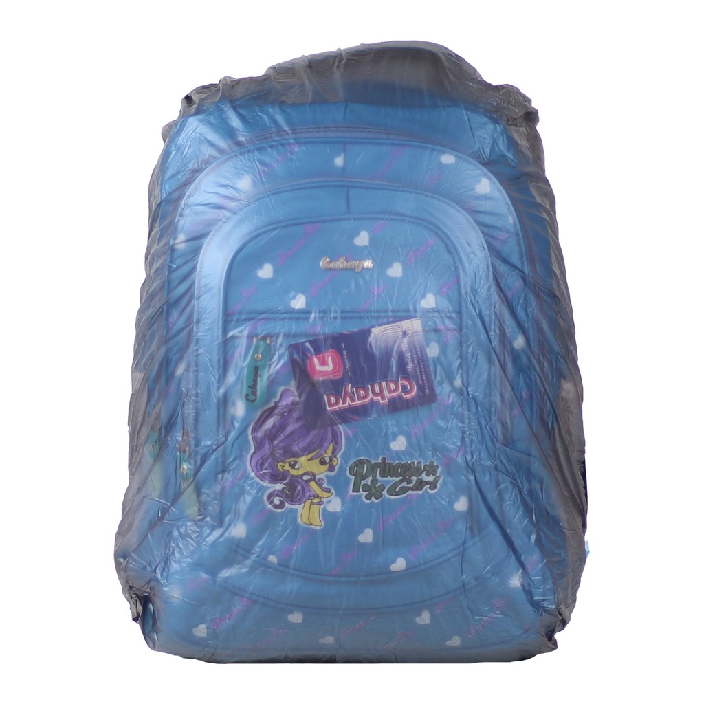 Tas Gendong Cahaya Princess Biru Ransel Sekolah SD SMP Free Raincover Tas Sekolah Cewek Berkualitas