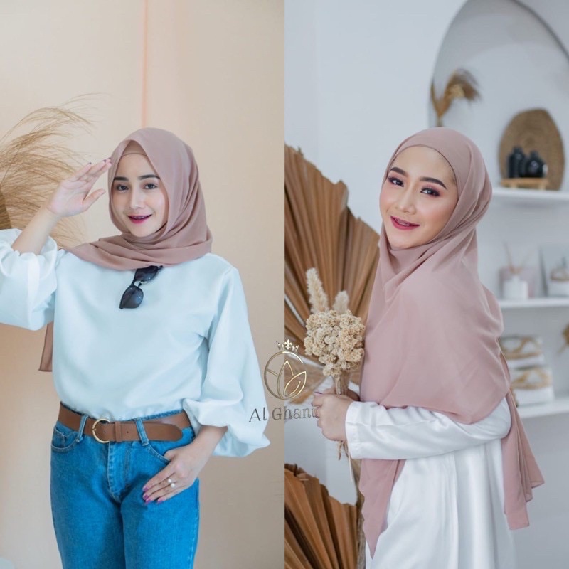 ALGHANI - PASHMINA CERUTY BABYDOLL HOODIE 2IN1 INNER BISA BOLAK BALIK
