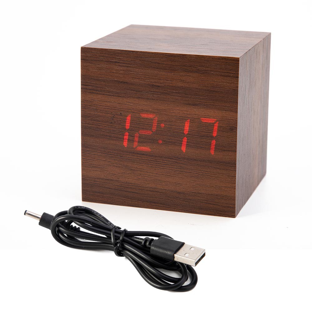 Wooden Clock Kecil/Small - Lampu Kayu Led Elegant Random