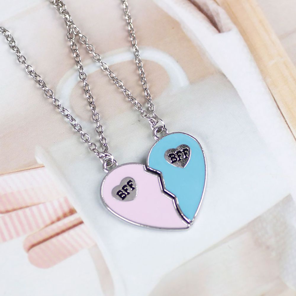 MXBEAUTY 2PCS/SET Best Friends Necklace Personality Heart Broken Couple necklace Trendy Cute Cool style Women and men Sequin Stitching Jewelry accessories