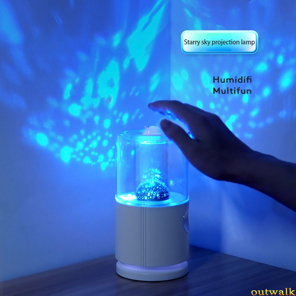 Smart rotating projection humidifier household small desktop colorful night light spray water meter humidification purifier OW