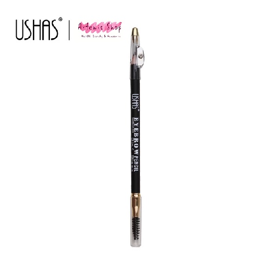 USHAS Eyebrow Pencil 2in1 with Brush &amp; Sharpener / Hitam / Brown