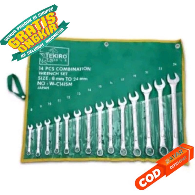 TEKIRO Kunci ring pas set sunk panel COMBINATION WRENCH SET - SUNK PANEL
