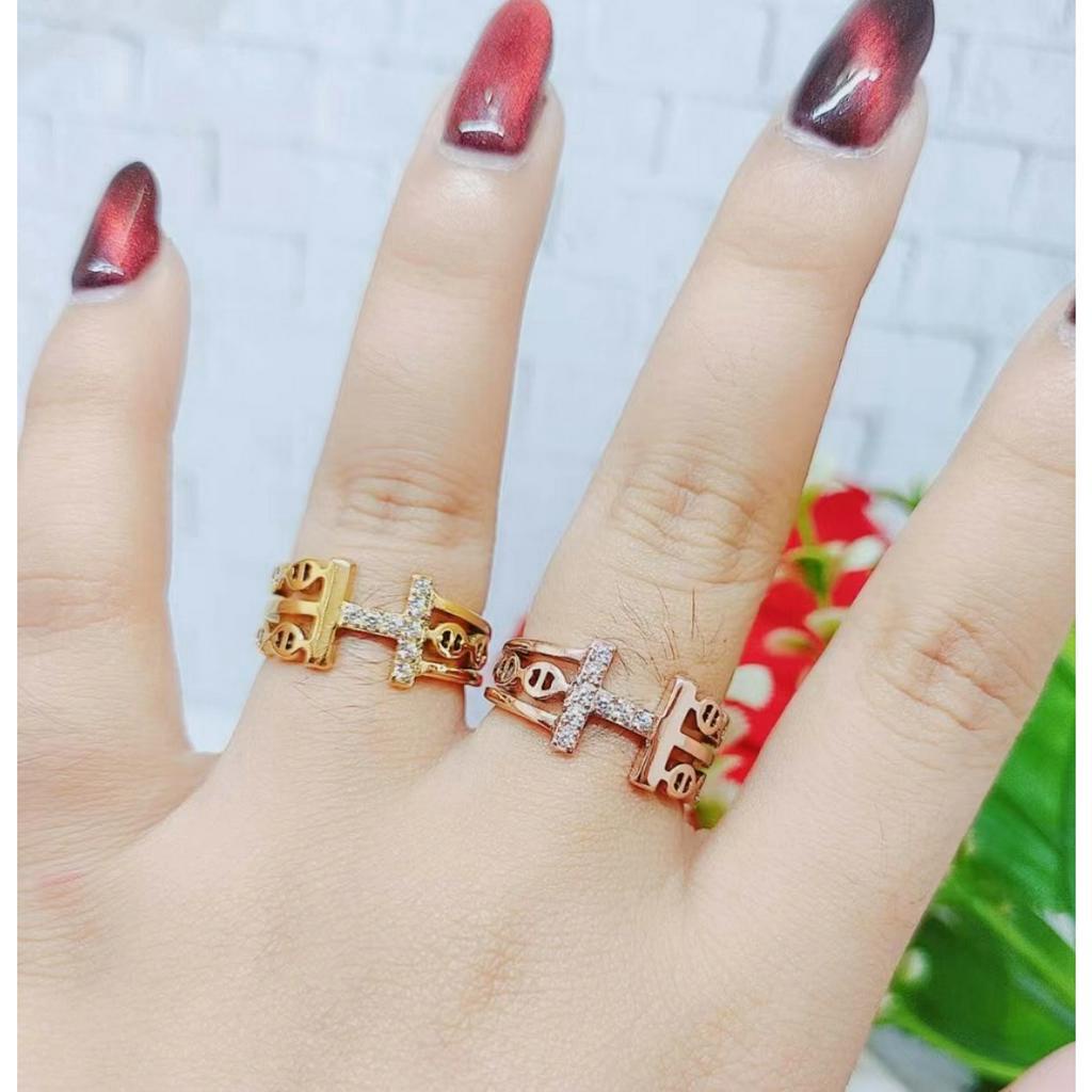 Cincin Titanium Permata Anti Karat Perhiasan Fashion R081/082