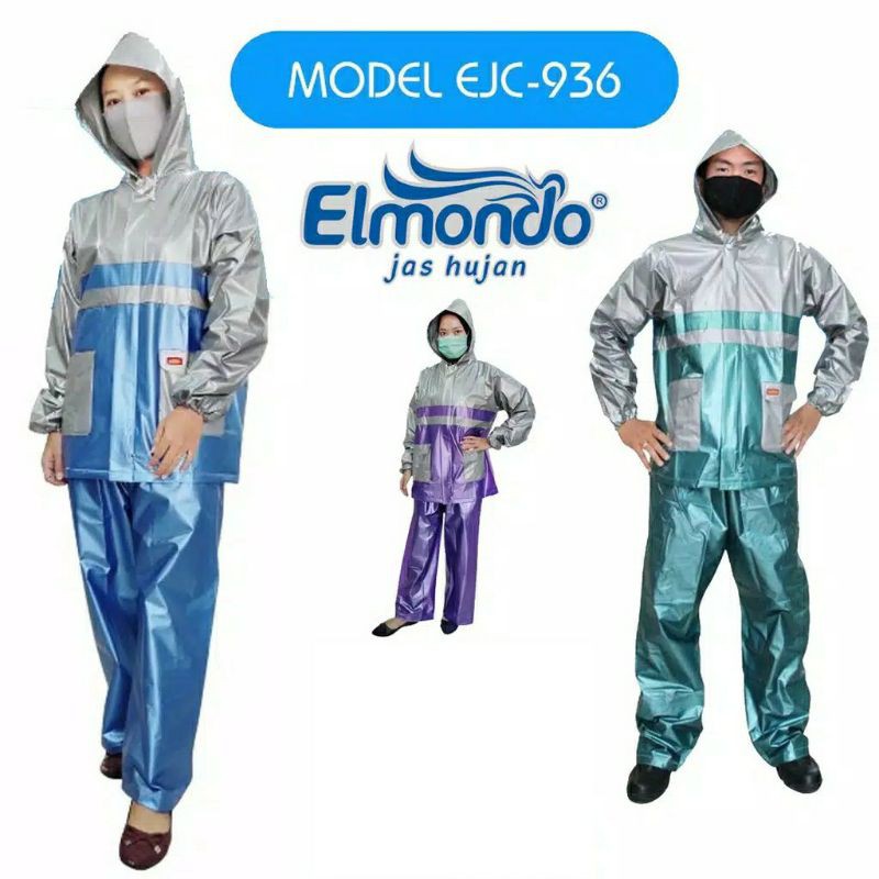 ELMONDO Jas Hujan Jaket Celana Metalik Kombinasi EJC-936