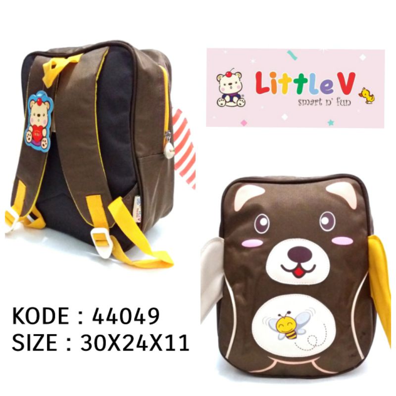 TAS RANSEL SEKOLAH ANAK PAUD LUCU  LITTLE V COKLAT  44049