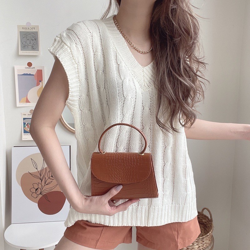 FX SHOP DALMI KNIT VEST / CABLE KNIT VEST / ROMPI RAJUT VEST / HONEY VEST RAJUT PREMIUM