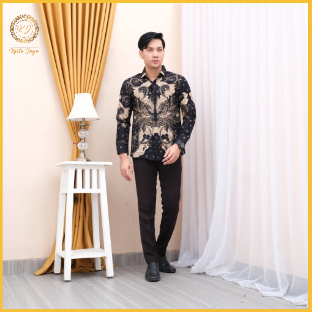 Batik Pria Lengan Panjang Slim Fit Keris Modern Premium Baju Kemeja Atasan Batik Cowok Prabuseno AHY Pekalongan Solo Kerto Joyo KJ 001-M