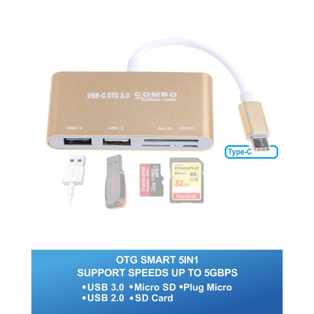 KABEL OTG COMBO T-693C PLUS CARD READER 5 IN 1