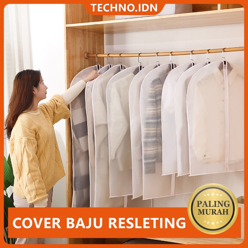 Cover Baju Resleting PEVA Jas Anti Air Baju Gaun Jas Anti Debu Penutup Gantungan