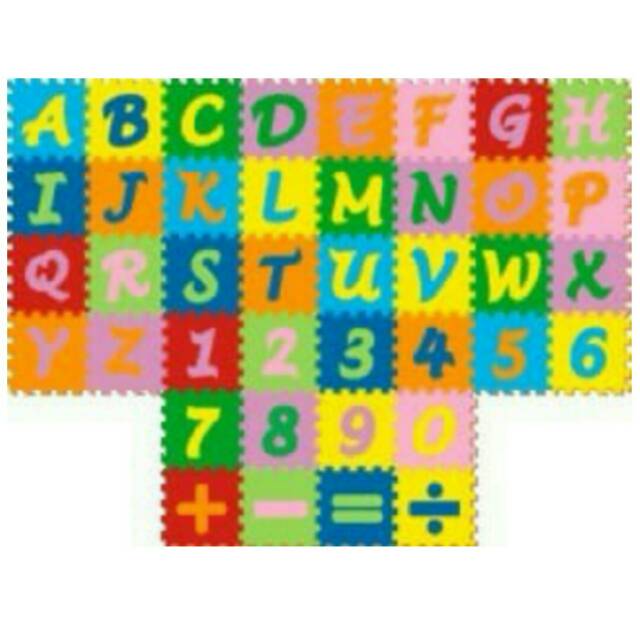 Karpet puzzle evamat abjad mini-angka dan simbol-alas bemain anak