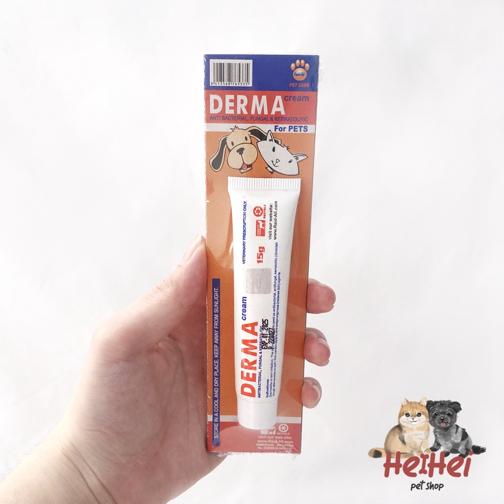 Derma Cream 15 gr - Salep Anti Jamur Iritasi Sakit Kulit Kucing dan Anjing