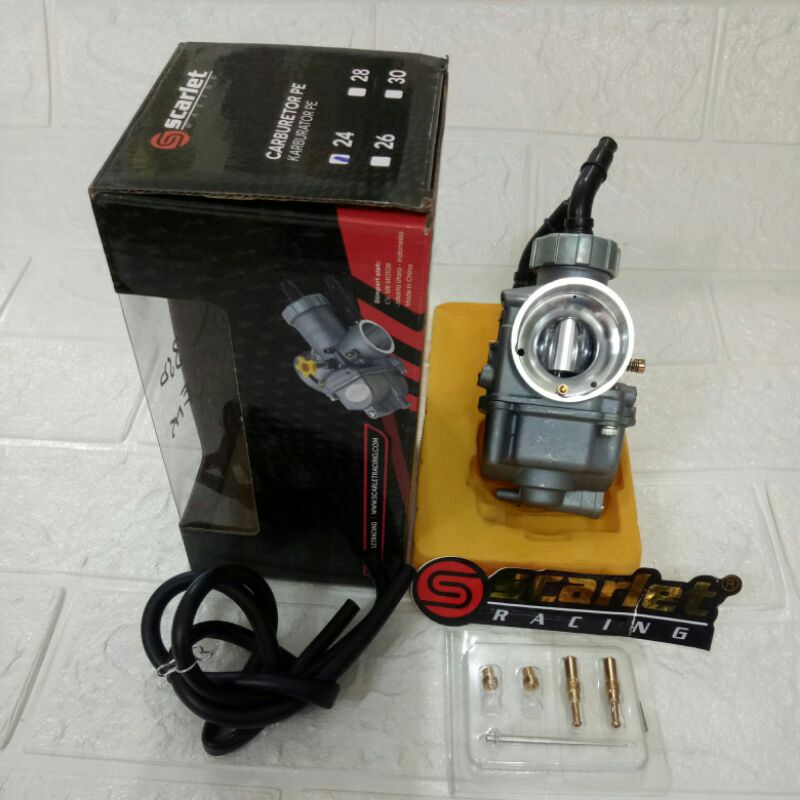karbu karburator pe scarlet 24 26 28 30 sdh reamer ,lengkap dgn fitur power jet,pnp universal vixion,ninja,cbr,cb,rx king,fu,taiger,mega pro scorpio,bison,xabre,supra shogun,jupiter,mx,vega,vario,beat, mio dll-pe 26 scarlet