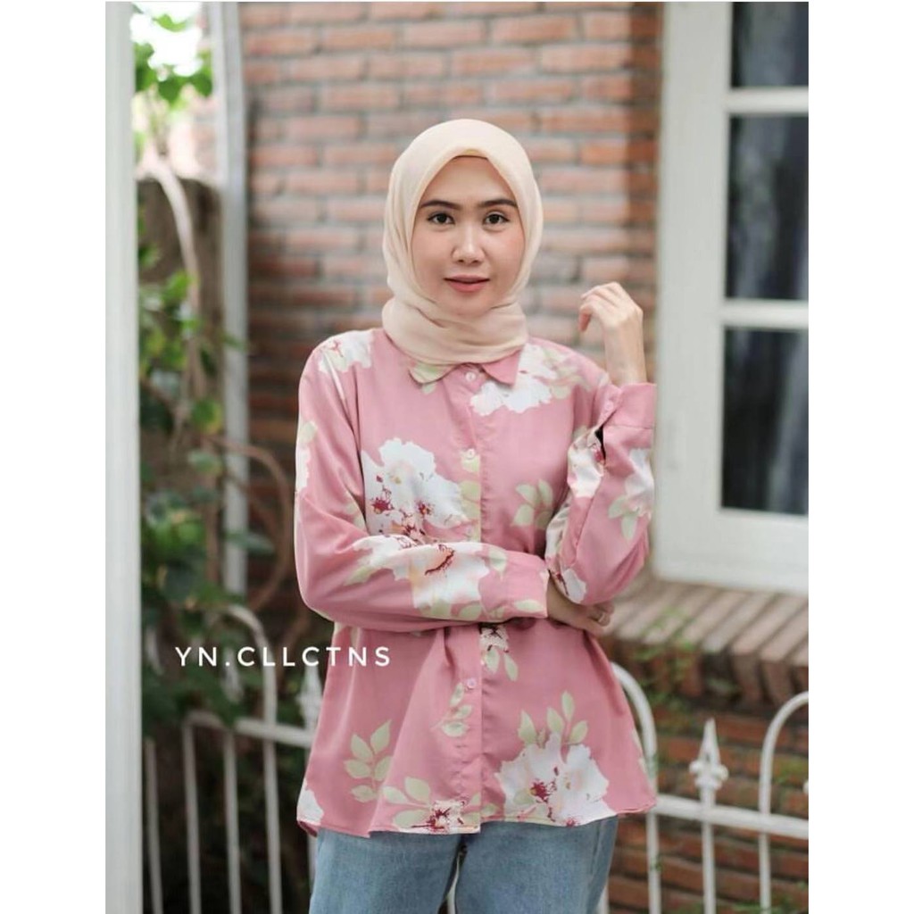 Jual Yaoyao Kemeja Pinky Monalisa All Size Formal Shirt Women