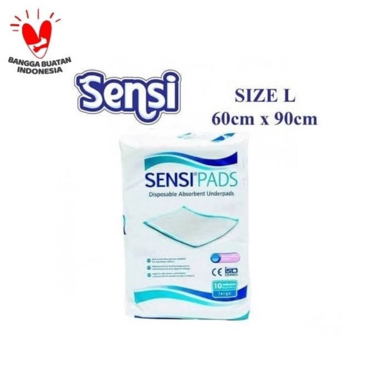 Sensi Underpad Ukuran L 60x90 cm Isi 10 Pcs/SensiPads Perlak Sekali Pakai