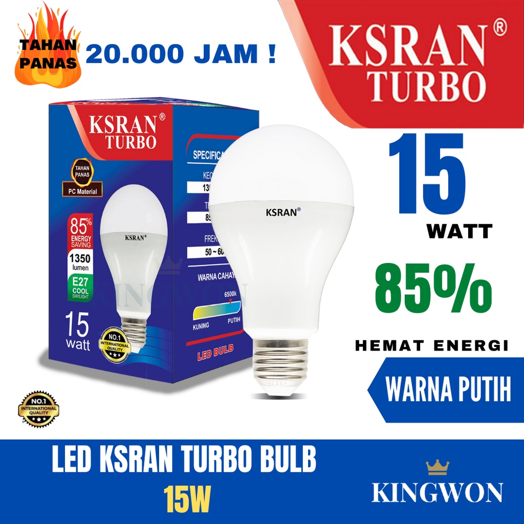 KSRAN Lampu LED 15 watt TURBO - Putih BULB