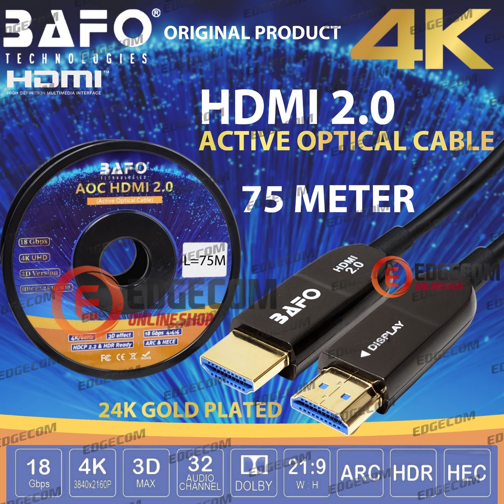 KABEL HDMI 2.0 FIBER OPTIC 4K 75 METER  BAFO / HDMI High Speed cable