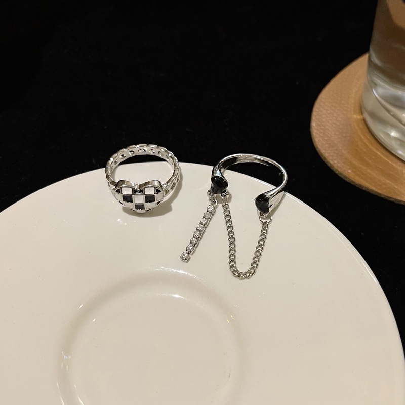 2pcs / set Cincin Model Terbuka Desain Geometri Gaya Simple Adjustable Untuk Wanita