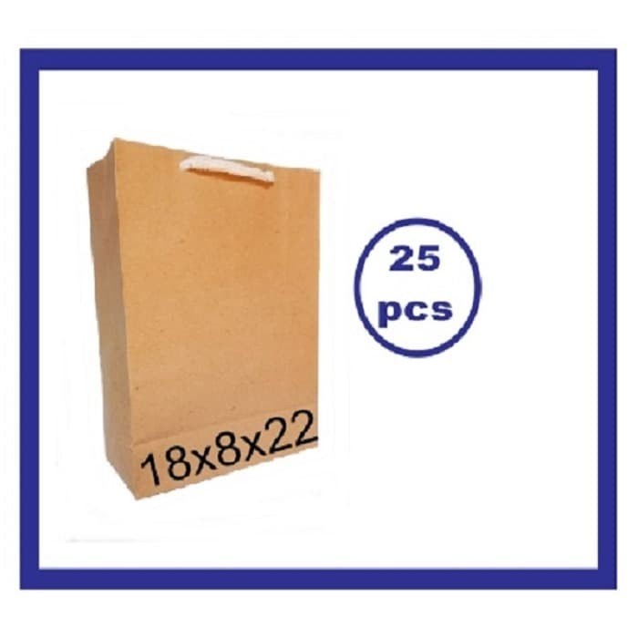 

Tas Kertas Paperbag Souvernir Paper Bag Kantong Coklat Polos 25pcs