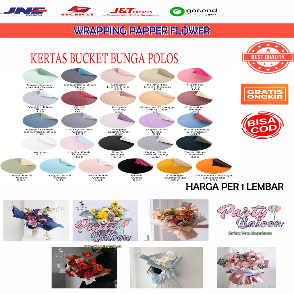 

Wrapping Paper Flower Cellophane BI color Kertas Bucket Bunga dual warna polos satuan murah