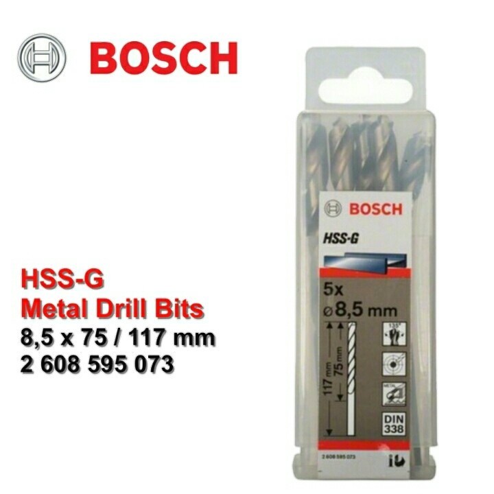BOSCH Metal Drill Bit / Mata Bor Besi 8.5X75X117mm HSS-G