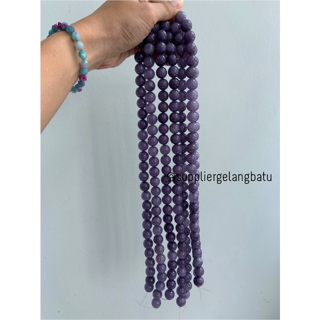 batu purple krisopras 14mm natural ungu perhiasan bahan gelang kalung anting strap mask kerajinan tangan craft citayam fashion week etink vintage elegan bali manik crystal perhiasan