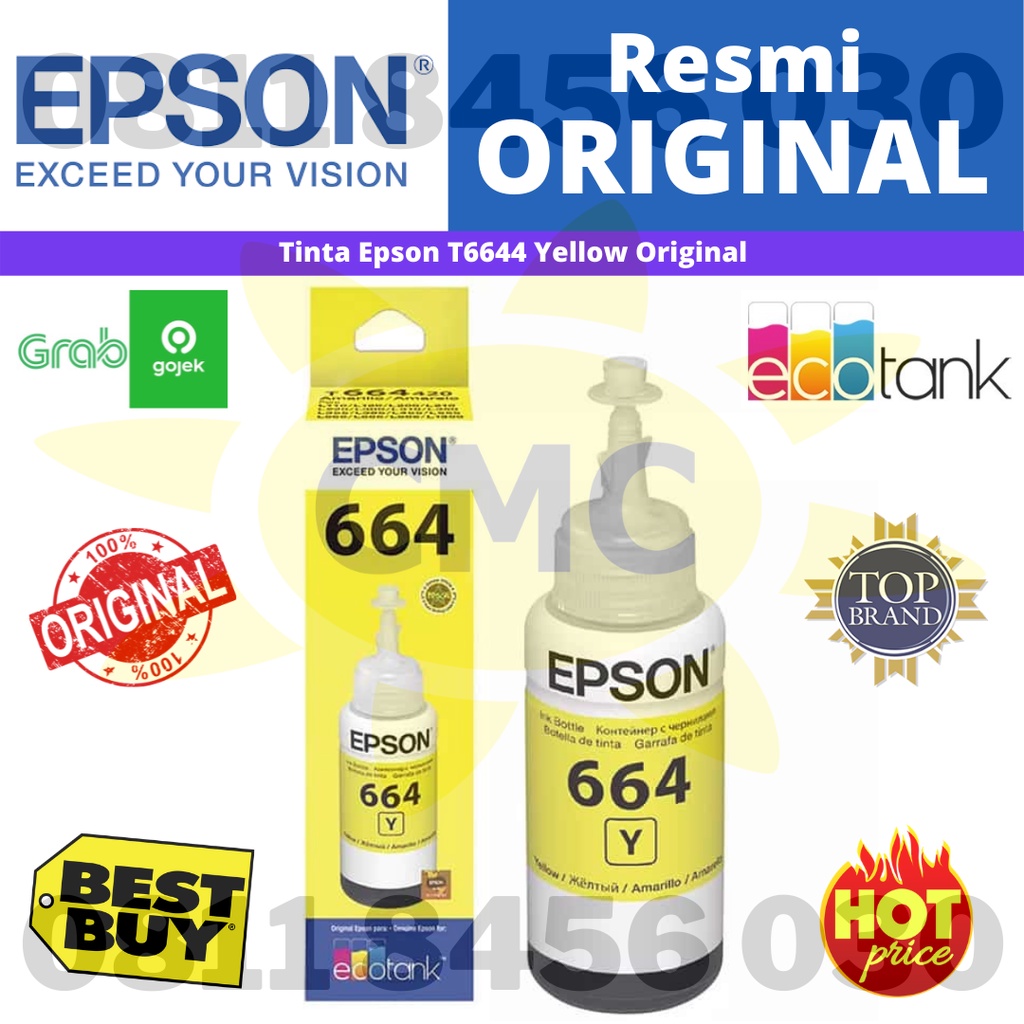 TINTA EPSON T06644 Yellow ORIGINAL KEMASAN BARU