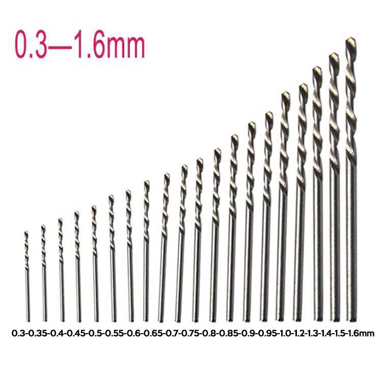 Mata Bor Micro Mikro Drill HSS Twist Drill Bit 0.3mm-1.6mm 20 PCS