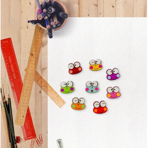 Kancing Kayu Dua Lubang - Cartoon Frog Style (10pcs)