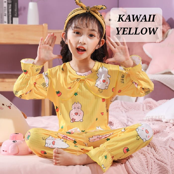 PIYAMA ANAK KAWAII BAJU TIDUR ANAK PEREMPUAN KOREA IMPOR MOTIF LUCU BAHAN KATUN ADEM