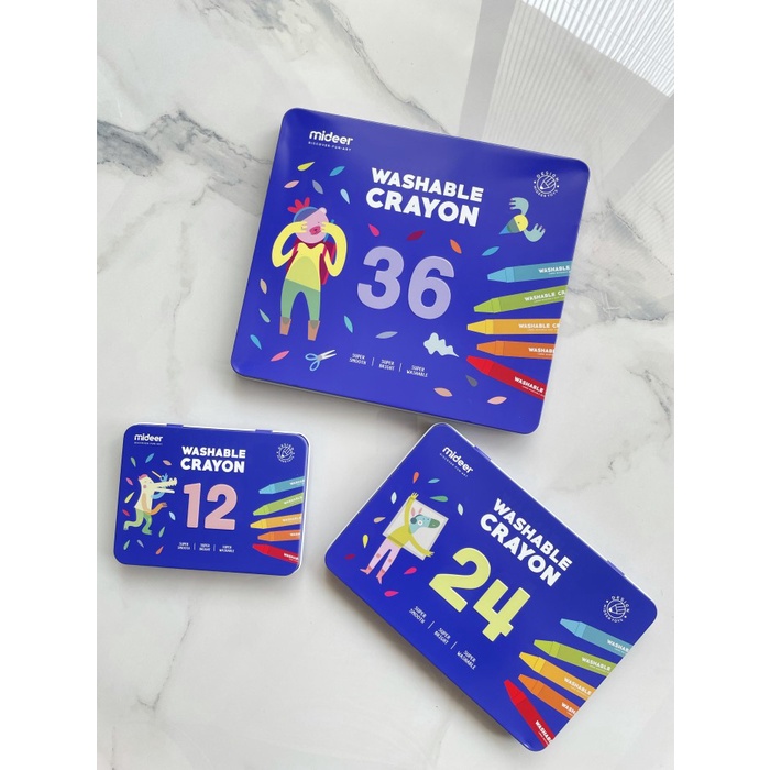

(DISKON TERMURAH) Mideer Washable Crayon 24 12 Warna Mainan Edukasi Krayon Anak Gambar - 24 warna