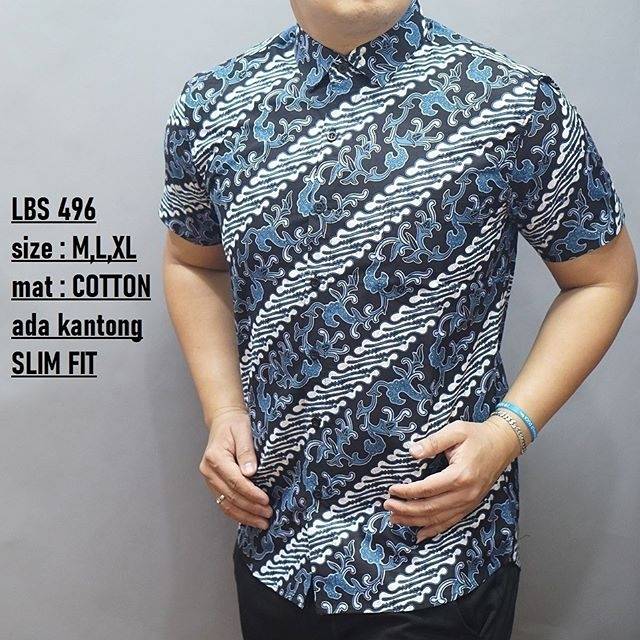 LBS 496 BATIK PRIA SLIMFIT LENGAN PENDEK LUIGI BATANI