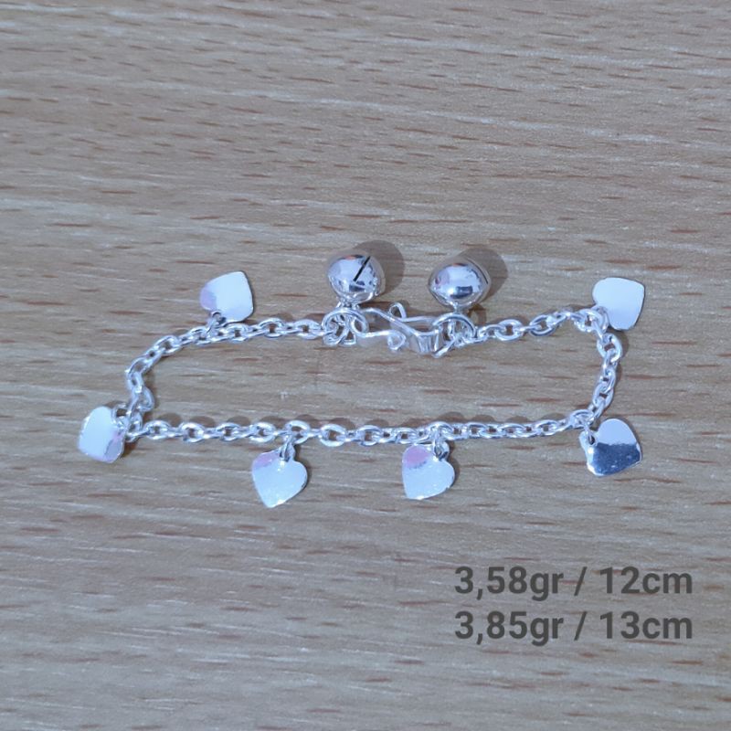 Gelang Anak Perak Murni Asli Model Rantai Hati Keliling (GA3GR)