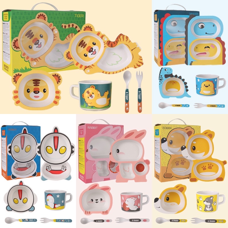 (BACA DESKRIPS!) Bamboo Tableware / Feeding Set Anak / Piring set Anak