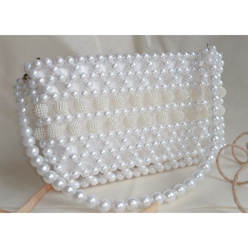 Tas Mutiara/pearl bag/tas wanita/tas elegan/tas kondangan/tas formal/tas putih/tas hadiah/strap tas