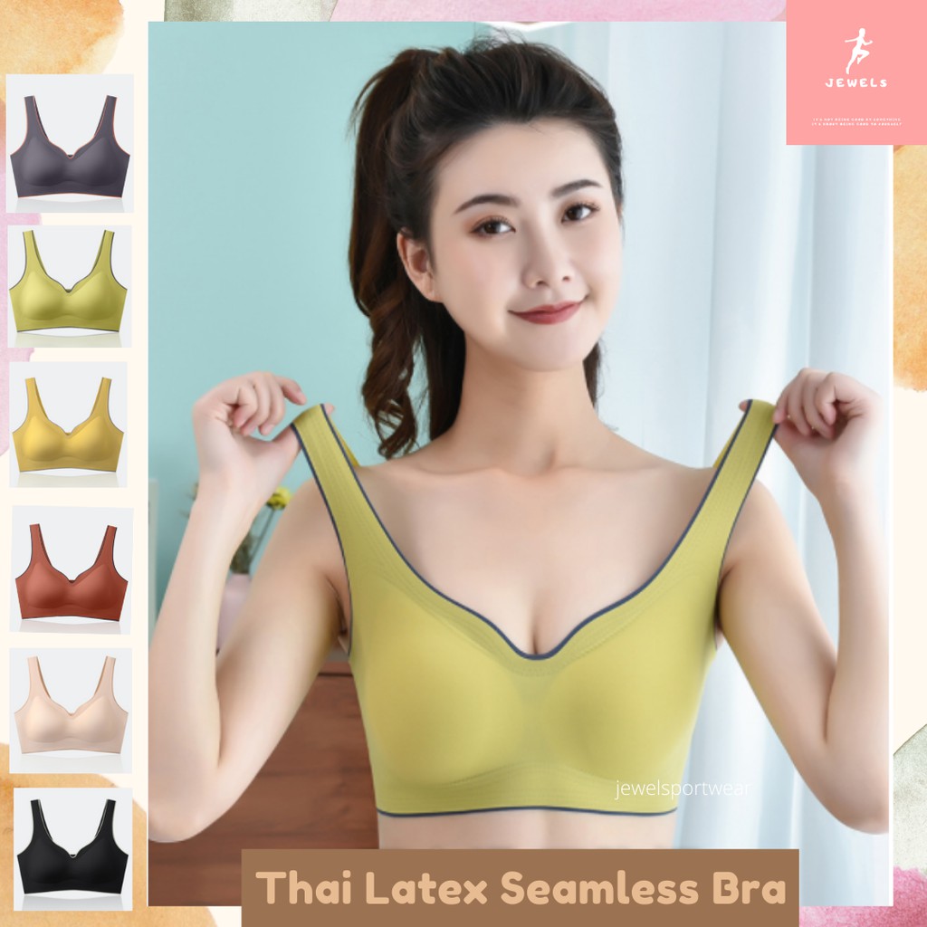 Bra Seamless Tanpa Kawat Thai Latex Seamless Bra Sport Yoga Bra Dual Color