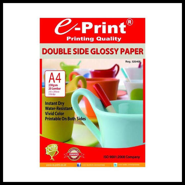 

E-PRINT DOUBLE SIDE GLOSSY PAPER 230GSM/20 LEMBAR KERTAS FOTO DUA SISI