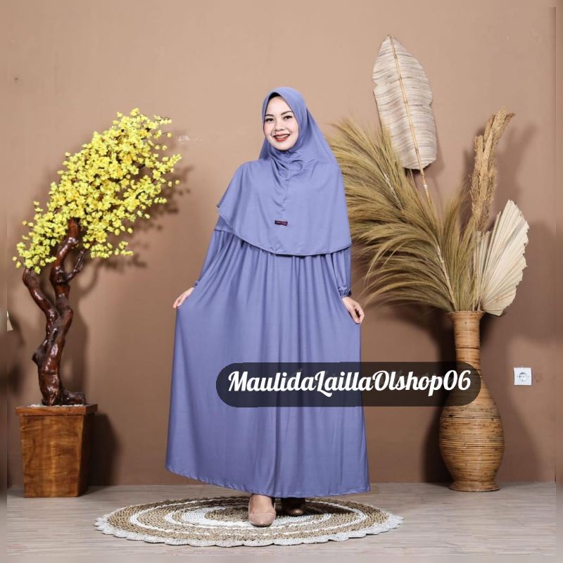 RAINA SET JUMBO/DRESS WANITA BIGGSIZE/PLUS JILBAB/PREMIUM DRESS JERSEY(LD 120-135CM)