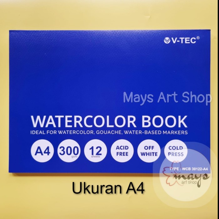 

(DISKON TERMURAH) V-tec Watercolor pad A4 300 gsm 12 lembar kertas cat air buku cat air