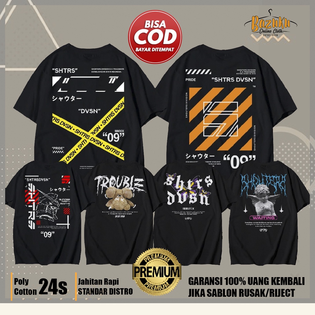 Baju Kaos T Shirt Distro Premium Aesthetic Street Style Retro SHTRS DVSN Cotton Katun 24s Lengan Tan