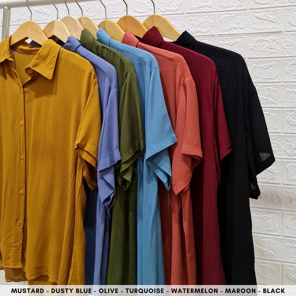 3371 belva oversize shirt kemeja katun polos busui friendly