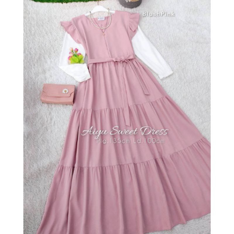 Ayu sweet dress/dress terbaru/terlaris/kekinian/dress remaja kekinian/fashion dress terbaru