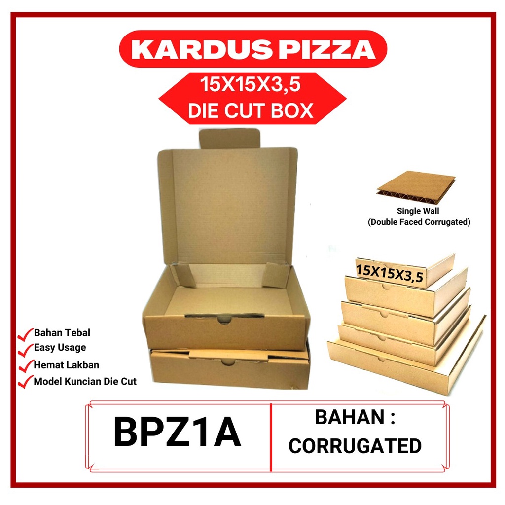 Kardus Brownies 15X15X3.5 Die Cut E-flute (BPZ1A-Corrugated)