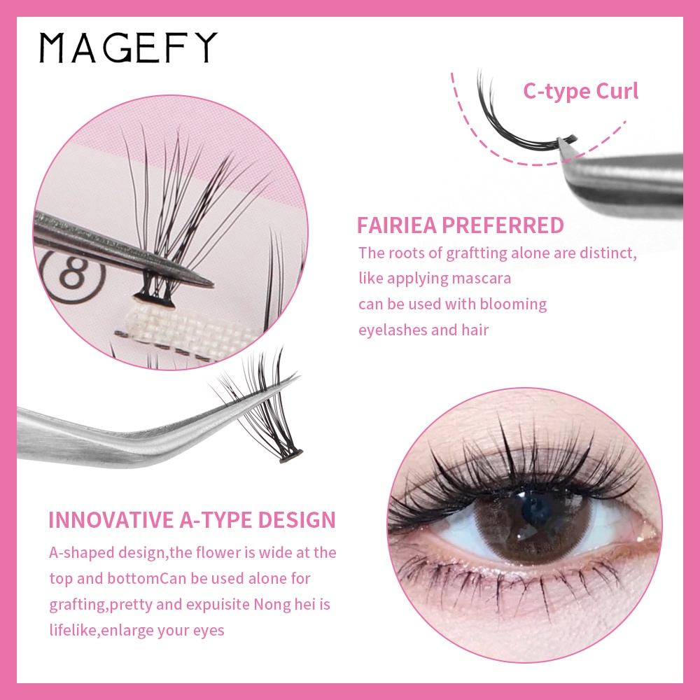 MAGEFY 3D Bulu Mata Eyelash Extension Tanam Eyelash Extension Fish Tail Panjang Campuran 7170