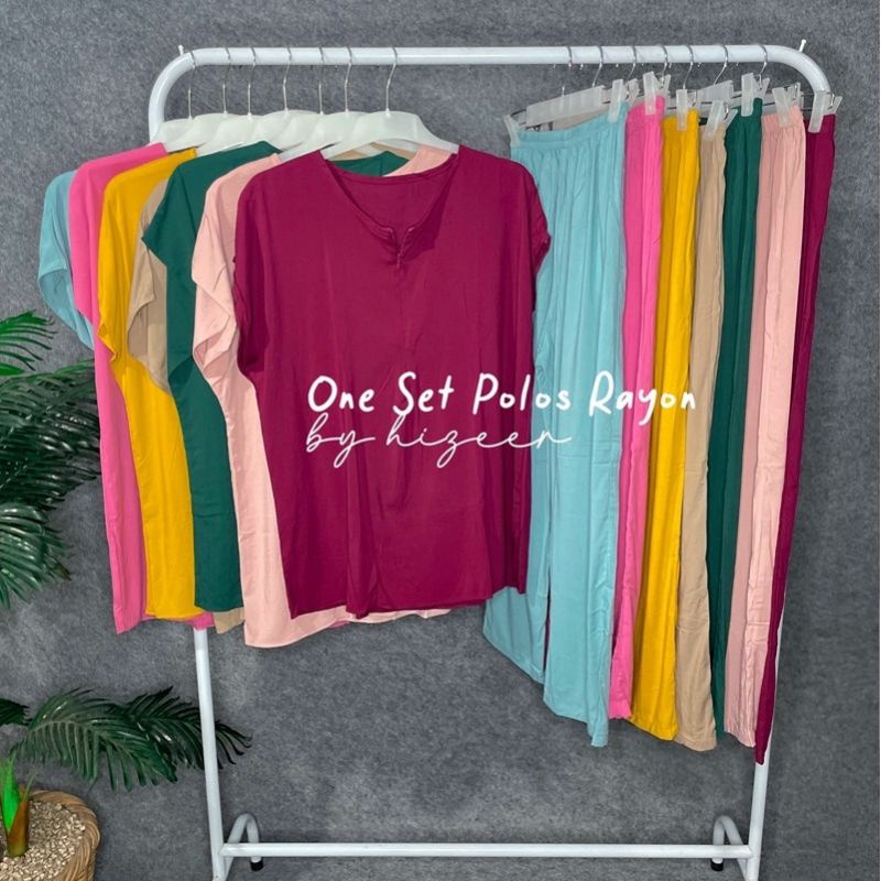 Pajamas Polos Busui Lengan Pendek Celana Panjang Bahan Katun Rayon LD 120