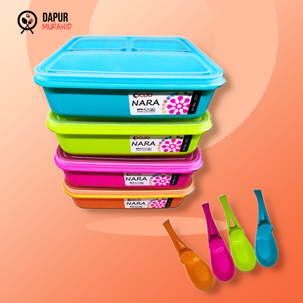 DM - Lunch Box Kotak Makan Clio NARA Bekal Makanan Sekat - Warna